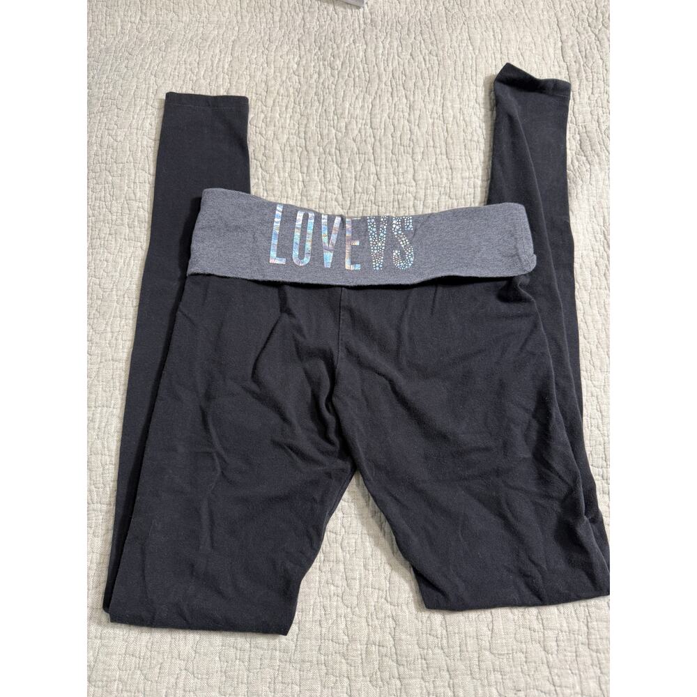 Victorias Secret Womens Fold Over SM Yoga Pants Bling Love VS Y2K PINK‎ 2000s